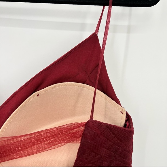 Anthropologie BHLDN Camden Dress Burgundy Red Sweetheart Tulle Dress Bodice 14 - Picture 11 of 16